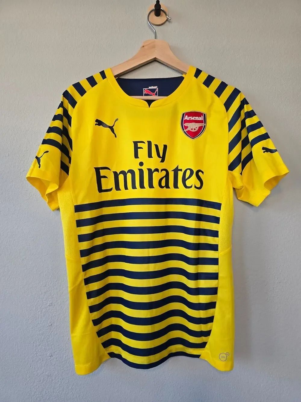 Puma Arsenal 2014-15 Away Soccer Jersey Yellow Men's S Blockcore Streetwear